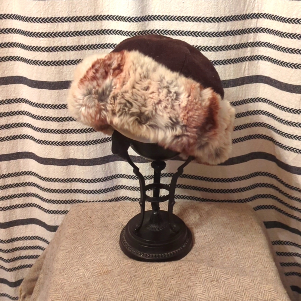 Handmade Medieval Four Panel Hat with Fur, Wool